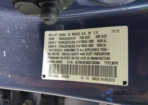 2013 Honda Cr-V Lx from USA, damaged, VIN 3CZRM3H38DG703966